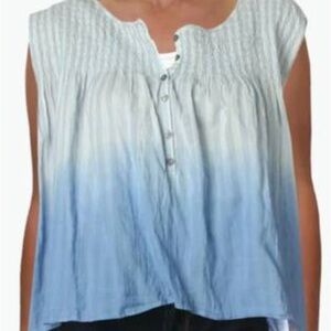 We the Free A Little Something Ombré Boxy Sleeveless Blue Blouse SZ S NWT